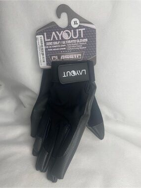 NWT LAYOUT Classic Grip Gloves Ultimate Frisbee Disc Golf Gloves Size XL Black